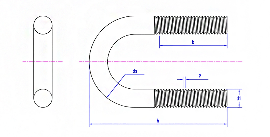 Hardware SS304 SS316 Stainless Steel M10 U Bolt U-Bolt